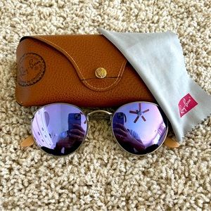 Ray Ban Round Metal Sunglasses - Lilac Mirrored Authentic (RB3447 167/4K)